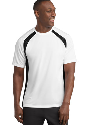 Sport-Tek® Dry Zone® Colorblock Crew. T478 - White/ Black | Sport-Tek