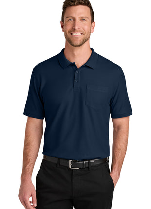 Port Authority® Tall Wearever Signature Pique Pocket Polo TLK200P - River Blue Navy | Port Authority