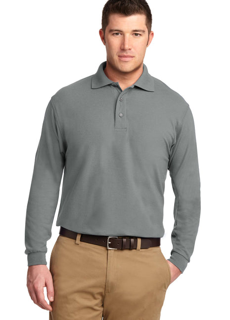 Port Authority® Tall Silk Touch™ Long Sleeve Polo. TLK500LS - Cool Grey | Port Authority
