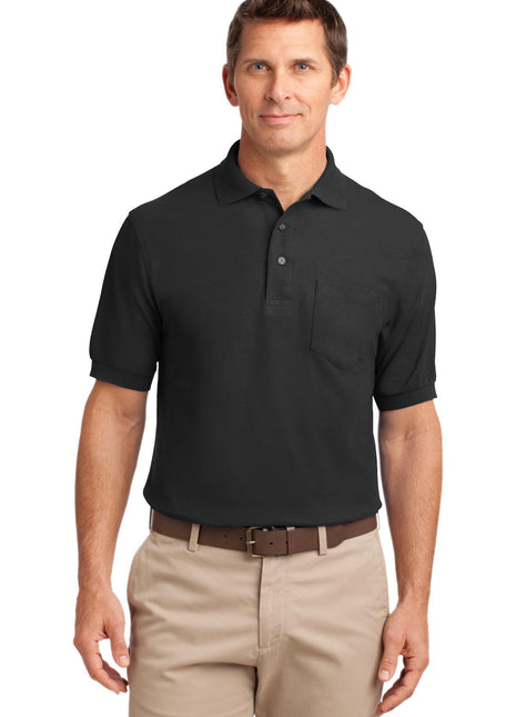 Port Authority® Tall Silk Touch™ Polo with Pocket. TLK500P - Black | Port Authority