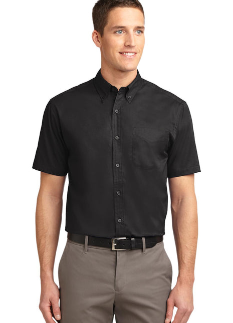 Port Authority® Tall Short Sleeve Easy Care Shirt. TLS508 - Black/ Light Stone | Port Authority