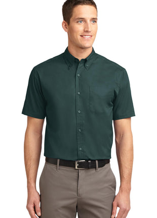 Port Authority® Tall Short Sleeve Easy Care Shirt. TLS508 - Dark Green/ Navy | Port Authority