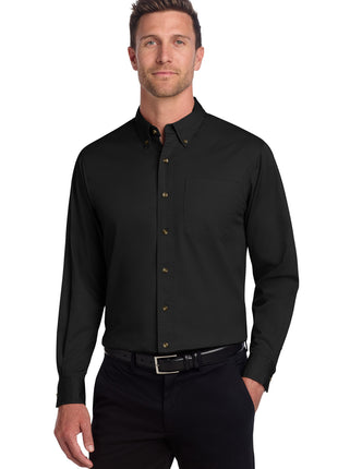 Port Authority® Tall Long Sleeve Twill Shirt.  TLS600T - Black | Port Authority
