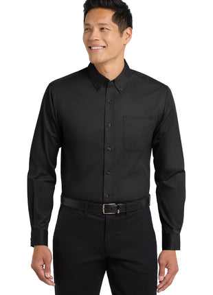 Port Authority® Tall Long Sleeve Easy Care Shirt.  TLS608 - Black/ Light Stone | Port Authority