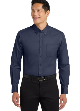 Port Authority® Tall Long Sleeve Easy Care Shirt.  TLS608 - Navy/ Light Stone | Port Authority