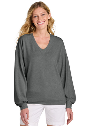 TravisMathew Women's Long Weekend V-Neck TM1LD009 - Dark Grey Heather | TravisMathew