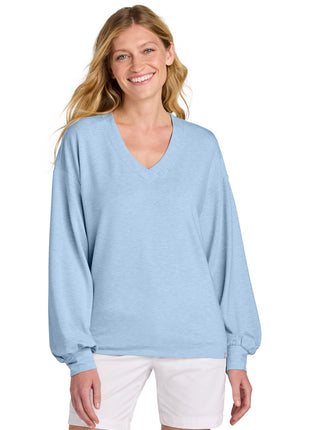 TravisMathew Women's Long Weekend V-Neck TM1LD009 - Kentucky Blue Heather | TravisMathew