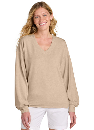 TravisMathew Women's Long Weekend V-Neck TM1LD009 - Natural Heather | TravisMathew
