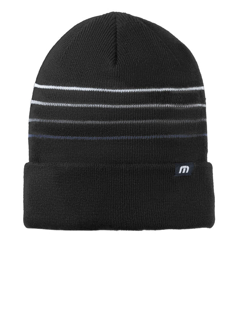 TravisMathew Striped Cuffed Beanie TM1MY393 - Black | TravisMathew