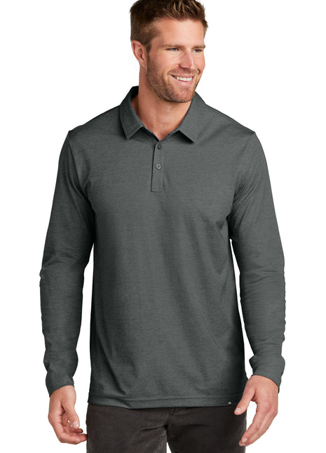 TravisMathew Oceanside Heather Long Sleeve Polo TM1MZ343 - Black Heather | TravisMathew