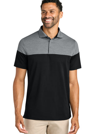 TravisMathew Onward Colorblock Polo TMA42774 - Quiet Shade Grey Heather/ Black | TravisMathew