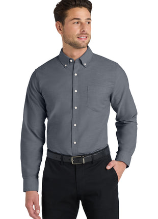 Port Authority® Tall SuperPro™ Oxford Shirt. TS658 - Black | Port Authority