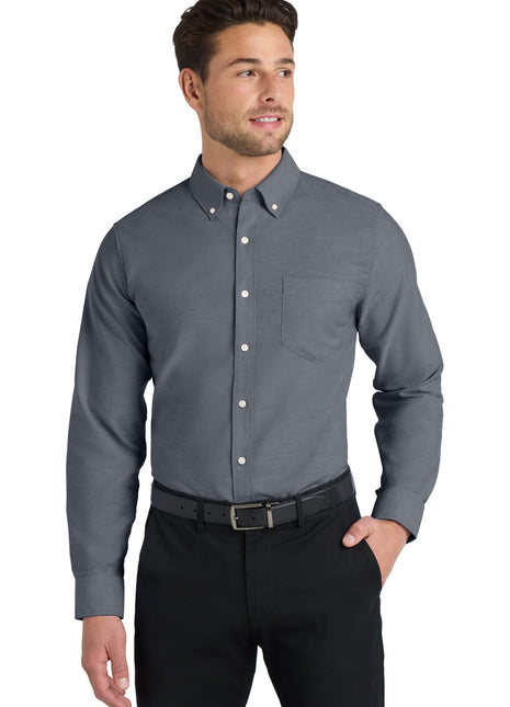 Port Authority® Tall SuperPro™ Oxford Shirt. TS658 - Black | Port Authority
