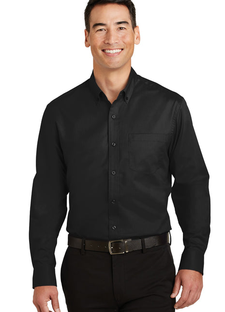 Port Authority® Tall SuperPro™ Twill Shirt. TS663 - Black | Port Authority