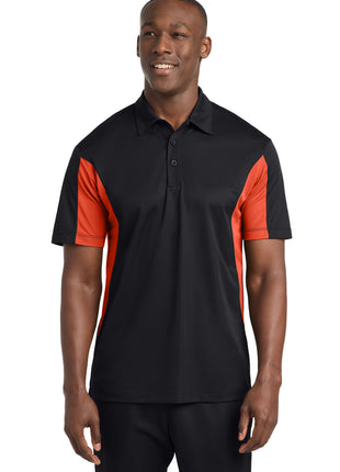 Sport-Tek® Tall Side Blocked Micropique Sport-Wick® Polo. TST655 - Black/ Deep Orange | Sport-Tek