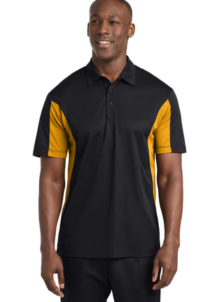 Sport-Tek® Tall Side Blocked Micropique Sport-Wick® Polo. TST655 - Black/ Gold | Sport-Tek