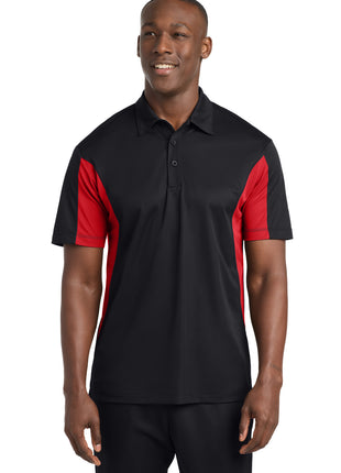 Sport-Tek® Tall Side Blocked Micropique Sport-Wick® Polo. TST655 - Black/ True Red | Sport-Tek