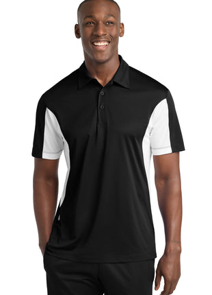 Sport-Tek® Tall Side Blocked Micropique Sport-Wick® Polo. TST655 - Black/ White | Sport-Tek