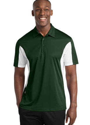Sport-Tek® Tall Side Blocked Micropique Sport-Wick® Polo. TST655 - Forest Green/ White | Sport-Tek