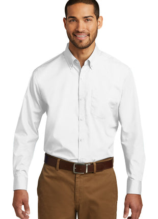 Port Authority® Tall Long Sleeve Carefree Poplin Shirt. TW100 - White | Port Authority