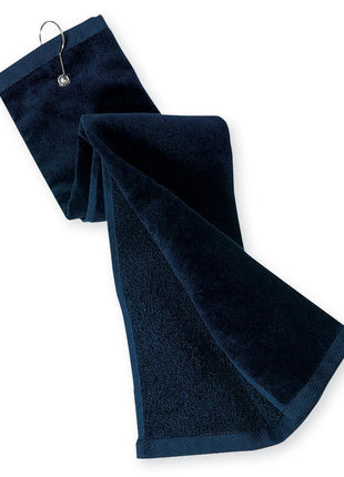 Port Authority® Grommeted Tri-Fold Golf Towel.  TW50 - Navy | Port Authority