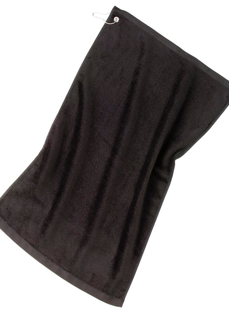 Port Authority® Grommeted Golf Towel.  TW51 - Black | Port Authority