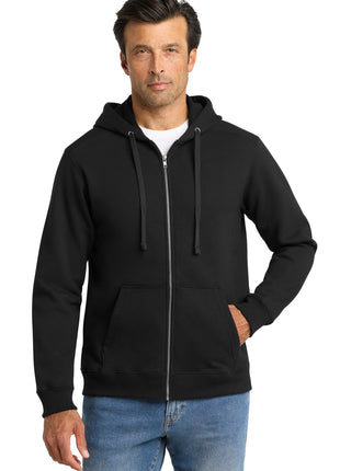 Volunteer Knitwear™ Chore Fleece Full-Zip Hoodie VL130ZH - Deep Black | Volunteer Knitwear