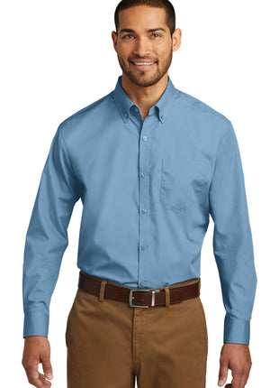 Port Authority® Long Sleeve Carefree Poplin Shirt. W100 - Carolina Blue | Port Authority