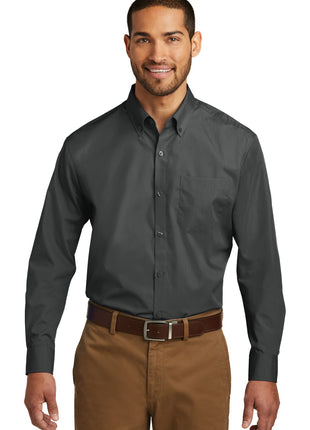 Port Authority® Long Sleeve Carefree Poplin Shirt. W100 - Graphite | Port Authority