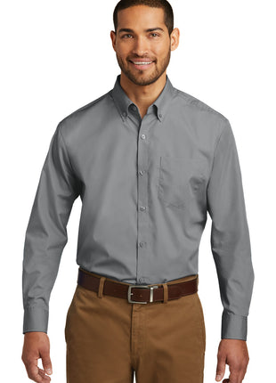 Port Authority® Long Sleeve Carefree Poplin Shirt. W100 - Gusty Grey | Port Authority