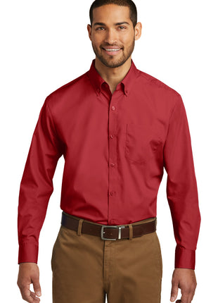 Port Authority® Long Sleeve Carefree Poplin Shirt. W100 - Rich Red | Port Authority