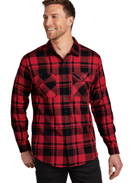 Port Authority® Plaid Flannel Shirt. W668 - Engine Red/ Black | Port Authority
