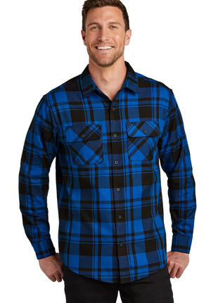 Port Authority® Plaid Flannel Shirt. W668 - Royal/ Black | Port Authority
