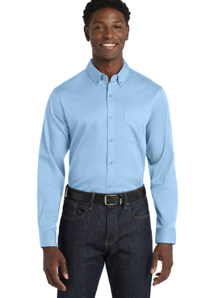 Port Authority® Long Sleeve SuperPro React™ Twill Shirt. W808 - Cloud Blue | Port Authority