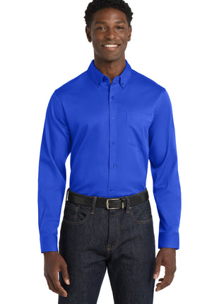Port Authority® Long Sleeve SuperPro React™ Twill Shirt. W808 - True Royal | Port Authority