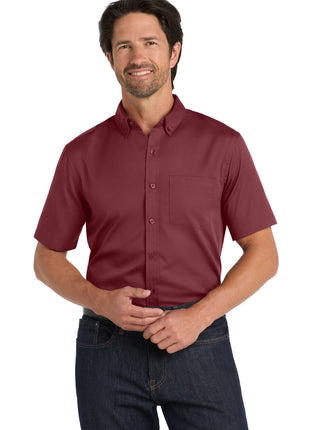 Port Authority® Short Sleeve SuperPro React™ Twill Shirt. W809 - Burgundy | Port Authority