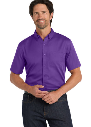 Port Authority® Short Sleeve SuperPro React™ Twill Shirt. W809 - Purple | Port Authority