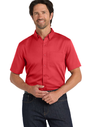 Port Authority® Short Sleeve SuperPro React™ Twill Shirt. W809 - Rich Red | Port Authority