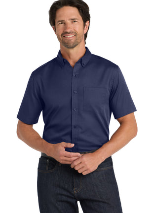 Port Authority® Short Sleeve SuperPro React™ Twill Shirt. W809 - True Navy | Port Authority