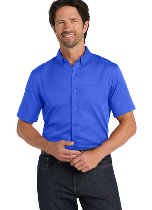 Port Authority® Short Sleeve SuperPro React™ Twill Shirt. W809 - True Royal | Port Authority