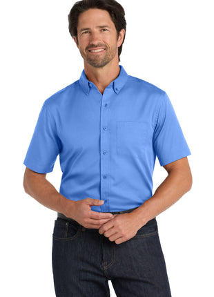 Port Authority® Short Sleeve SuperPro React™ Twill Shirt. W809 - Ultramarine Blue | Port Authority