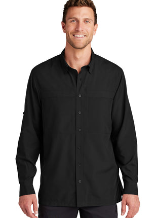 Port Authority® Long Sleeve UV Daybreak Shirt W960 - Deep Black | Port Authority