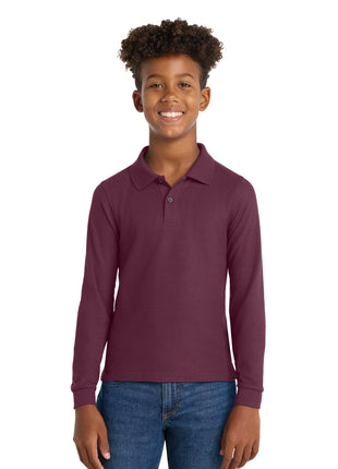 Port Authority® Youth Long Sleeve Silk Touch™ Polo.  Y500LS - Burgundy | Port Authority