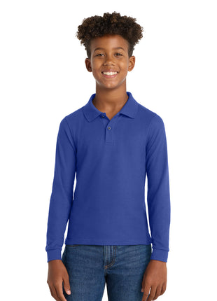 Port Authority® Youth Long Sleeve Silk Touch™ Polo.  Y500LS - Royal | Port Authority