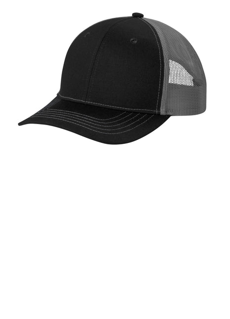 Port Authority® Youth Snapback Trucker Cap YC402 - Black/ Grey Steel | Port Authority
