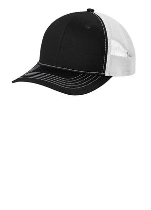 Port Authority® Youth Snapback Trucker Cap YC402 - Black/ White | Port Authority