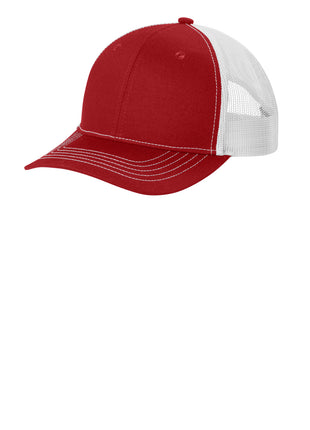 Port Authority® Youth Snapback Trucker Cap YC402 - Flame Red/ White | Port Authority