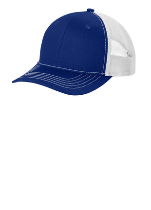 Port Authority® Youth Snapback Trucker Cap YC402 - Patriot Blue/ White | Port Authority