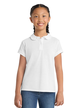 Port Authority® Girls Silk Touch™ Peter Pan Collar Polo. YG503 - White | Port Authority