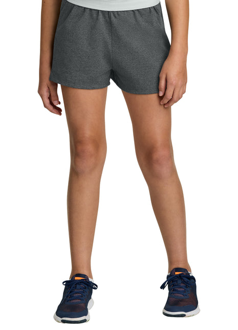 Sport-Tek® Girls Jersey Knit Squad Short YGST311 - Dark Grey Heather | Sport-Tek